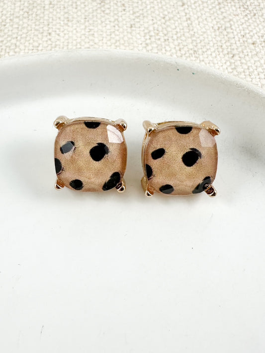 Spotted Luxe Studs, Taupe