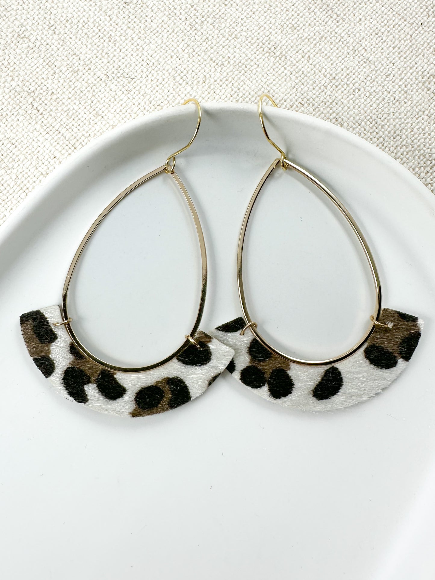 Safari Swing Earrings, Ivory Leopard