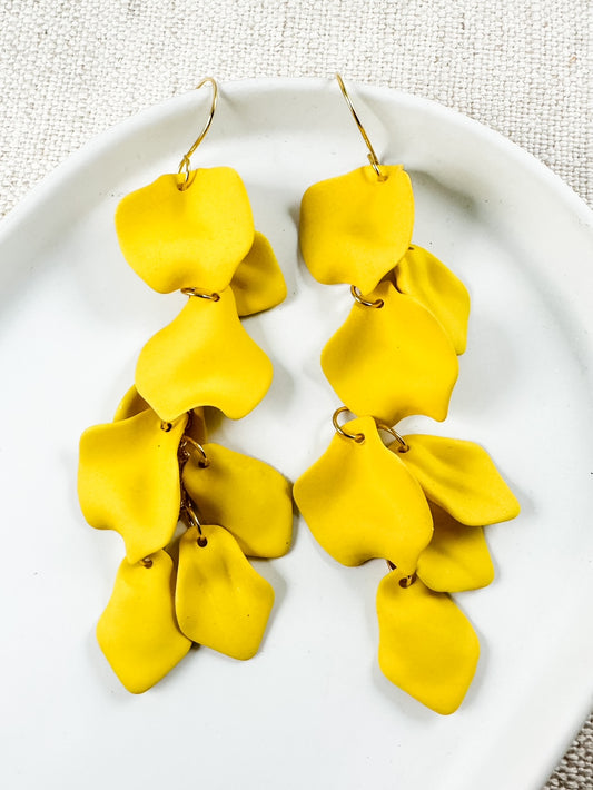 Falling Petals Earrings, Yellow