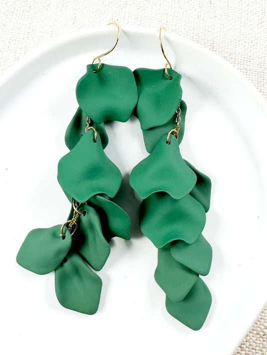 Falling Petals Earrings, Green