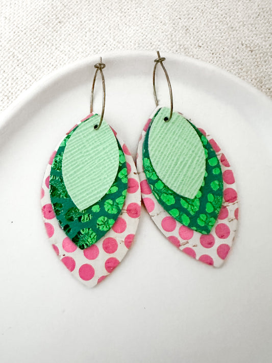 Pink & Green Charm Earrings