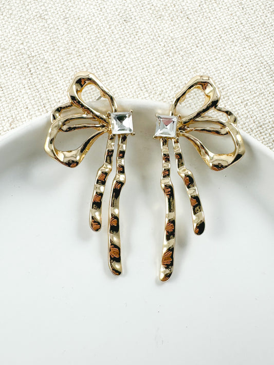 Golden Bow Drop Earrings