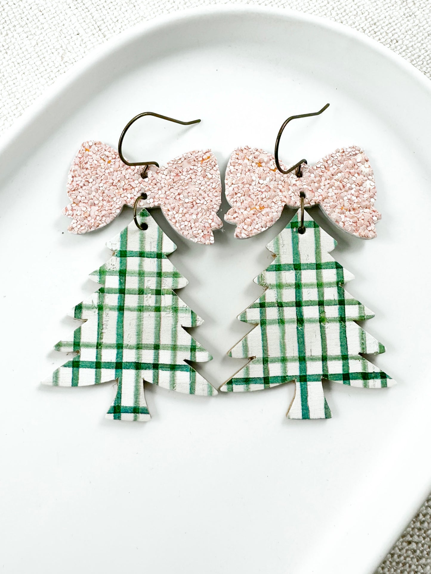 Gingham & Bow Tree Earrings