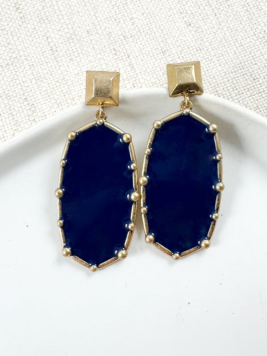 Estate Edge Earrings, Navy