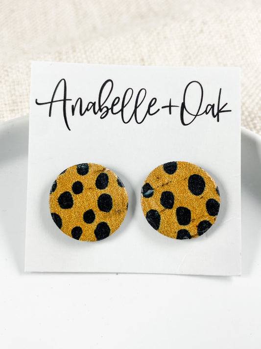 Amber & Black Spotted Studs