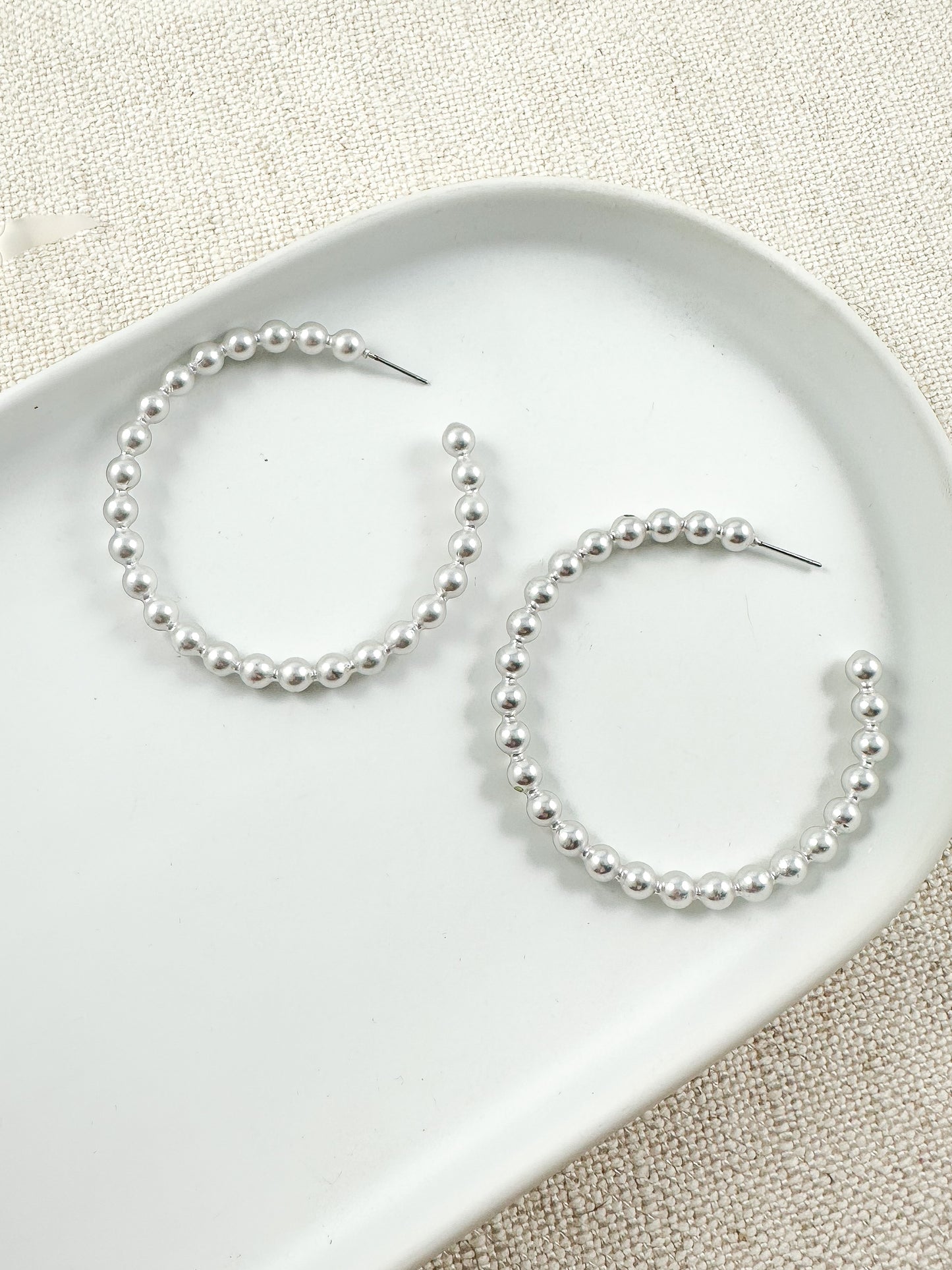 Luna Luxe Hoops, Matte Silver