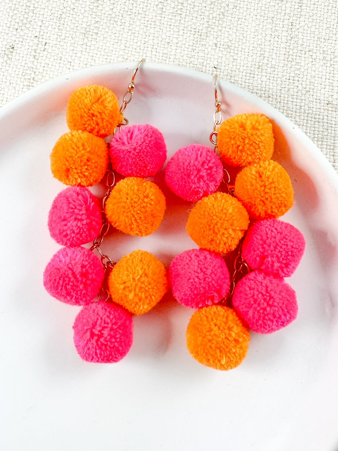 Life of the Party Earrings, Orange & Neon Pink