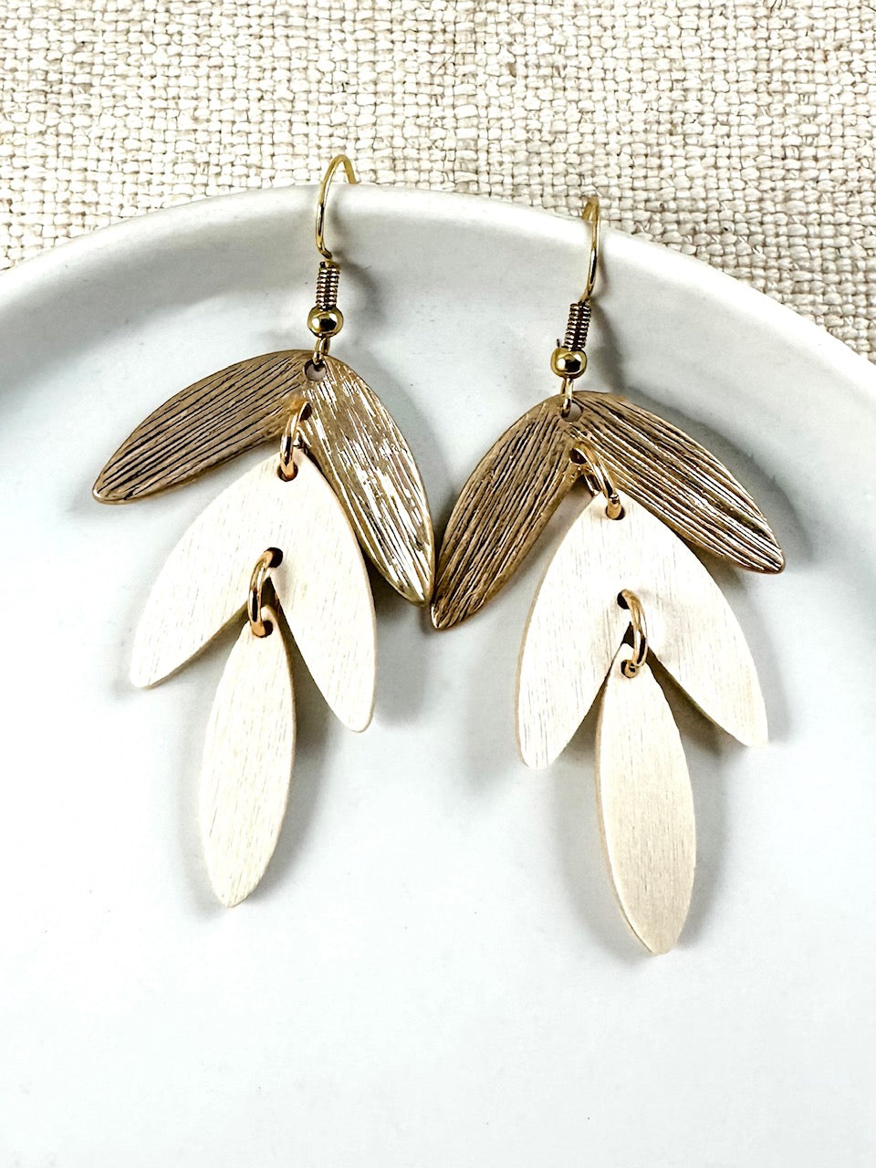 Gilded Bloom Earrings, Ivory