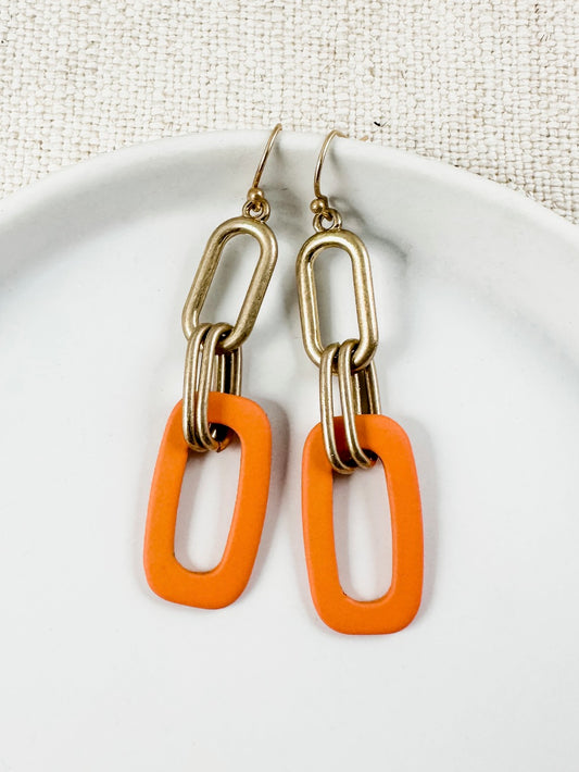 Buckle Up Earrings, Coral