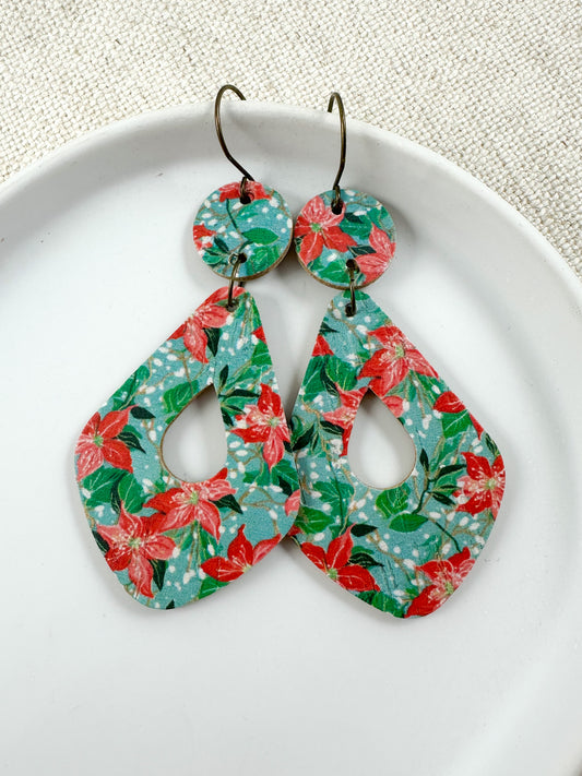 Frosted Poinsettia Earrings