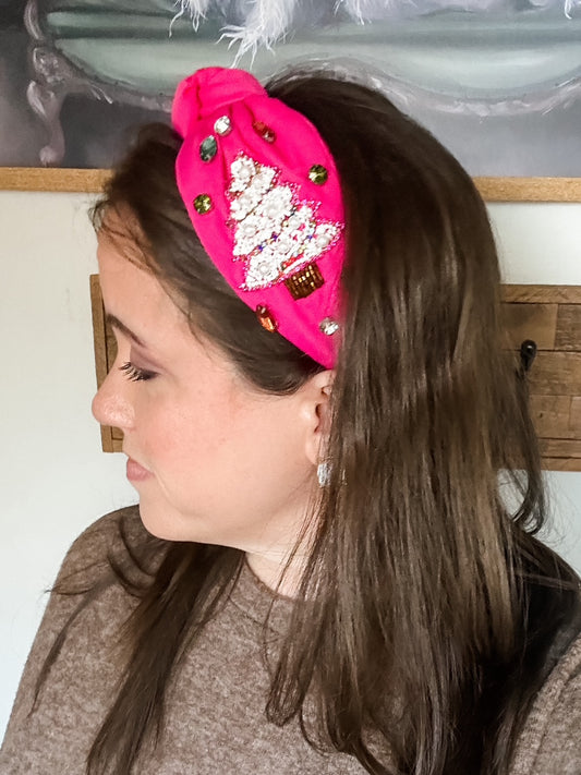 Trim the Tree Headband, Hot Pink