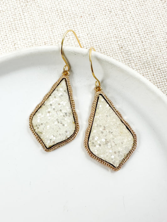 Crushed Gem Earrings, Ivory