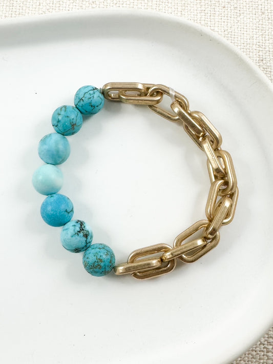 Sierra Link Bracelet, Turquoise & Gold