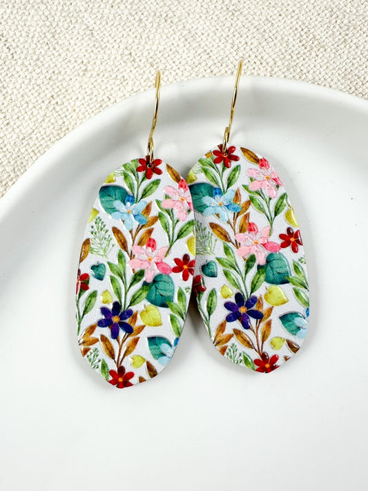 Stroll Through Flowers Earrings, Blue & Pink