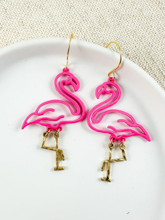 Summer Flamingo Earrings, Fuchsia