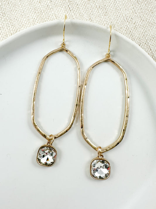 Crystal & Ice Earrings, Gold