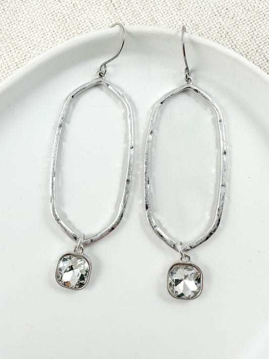 Crystal & Ice Earrings, Silver