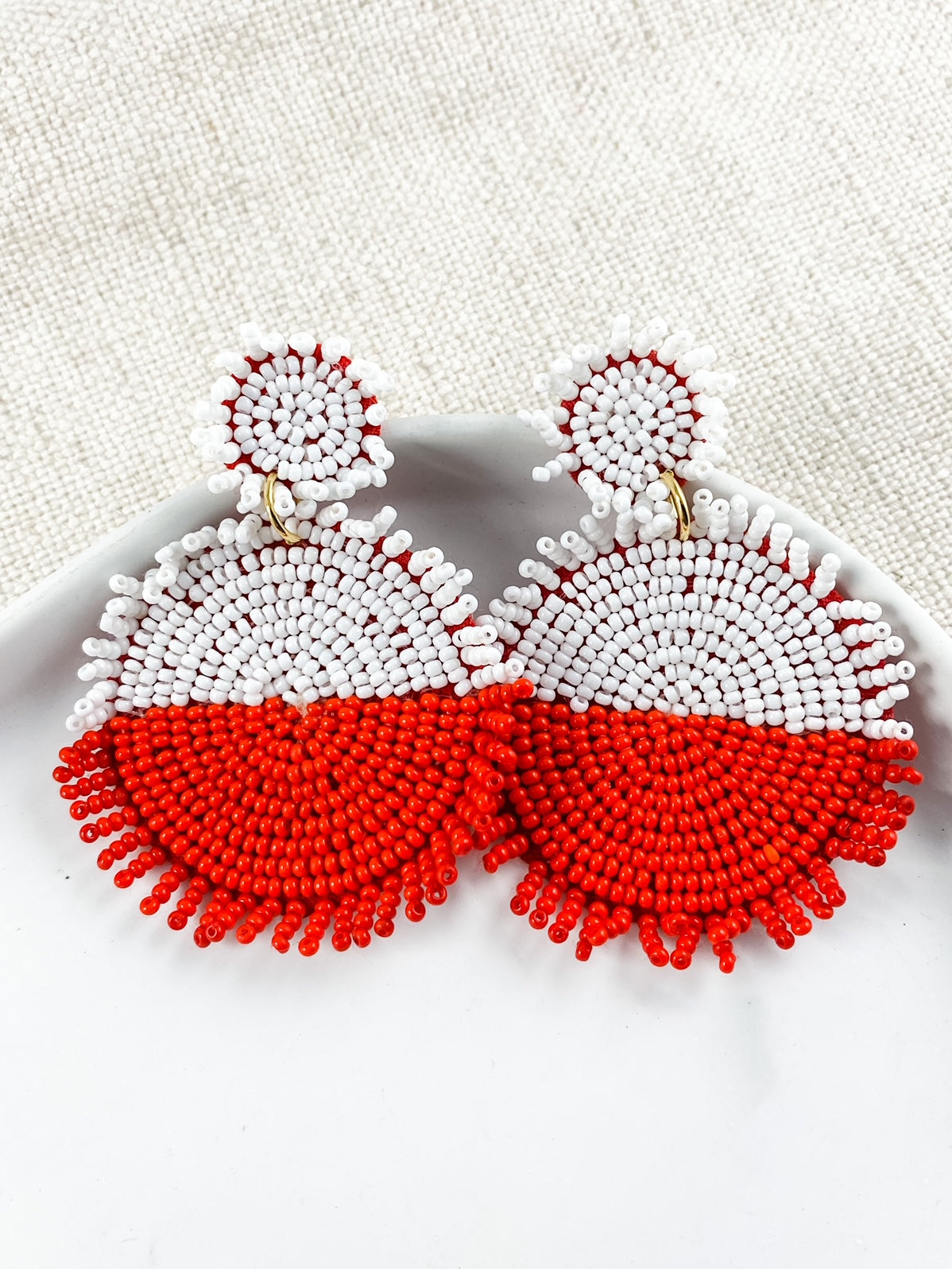 Bold Spirit Earrings, Red & White