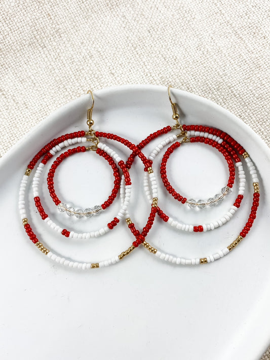 Speechless Earrings, Red & White