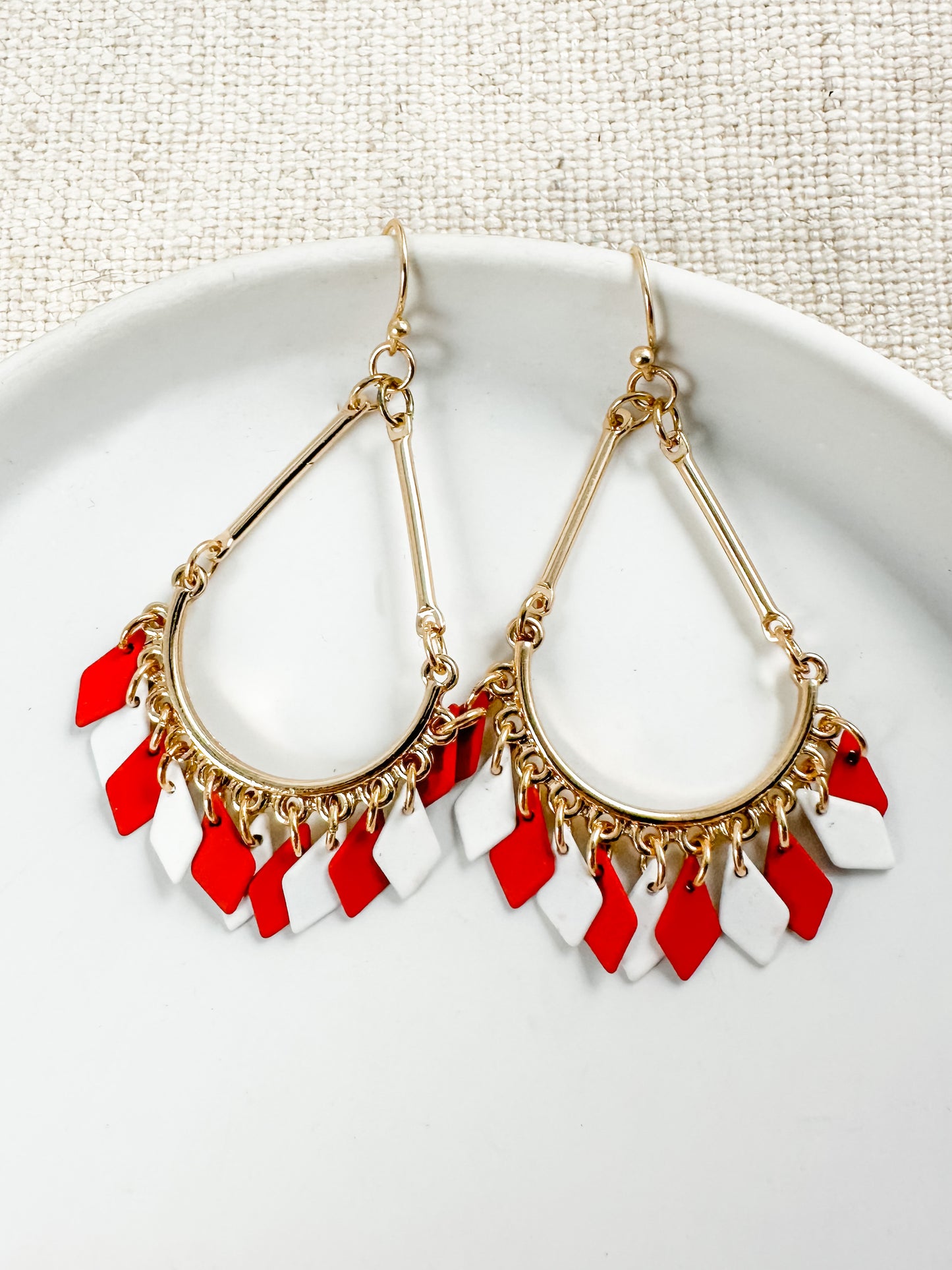 Call Me Earrings, Red & White