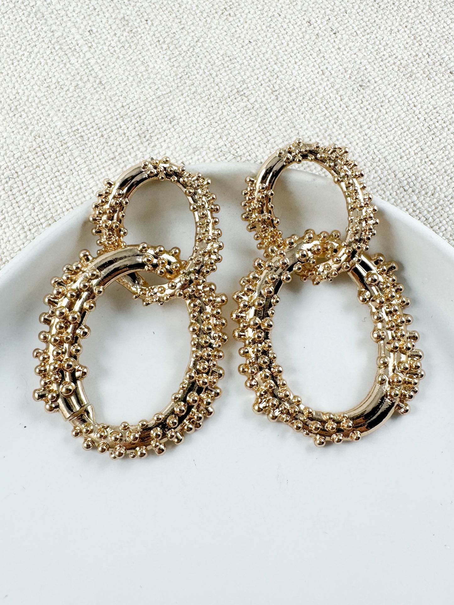 Looped Link Earrings, Gold