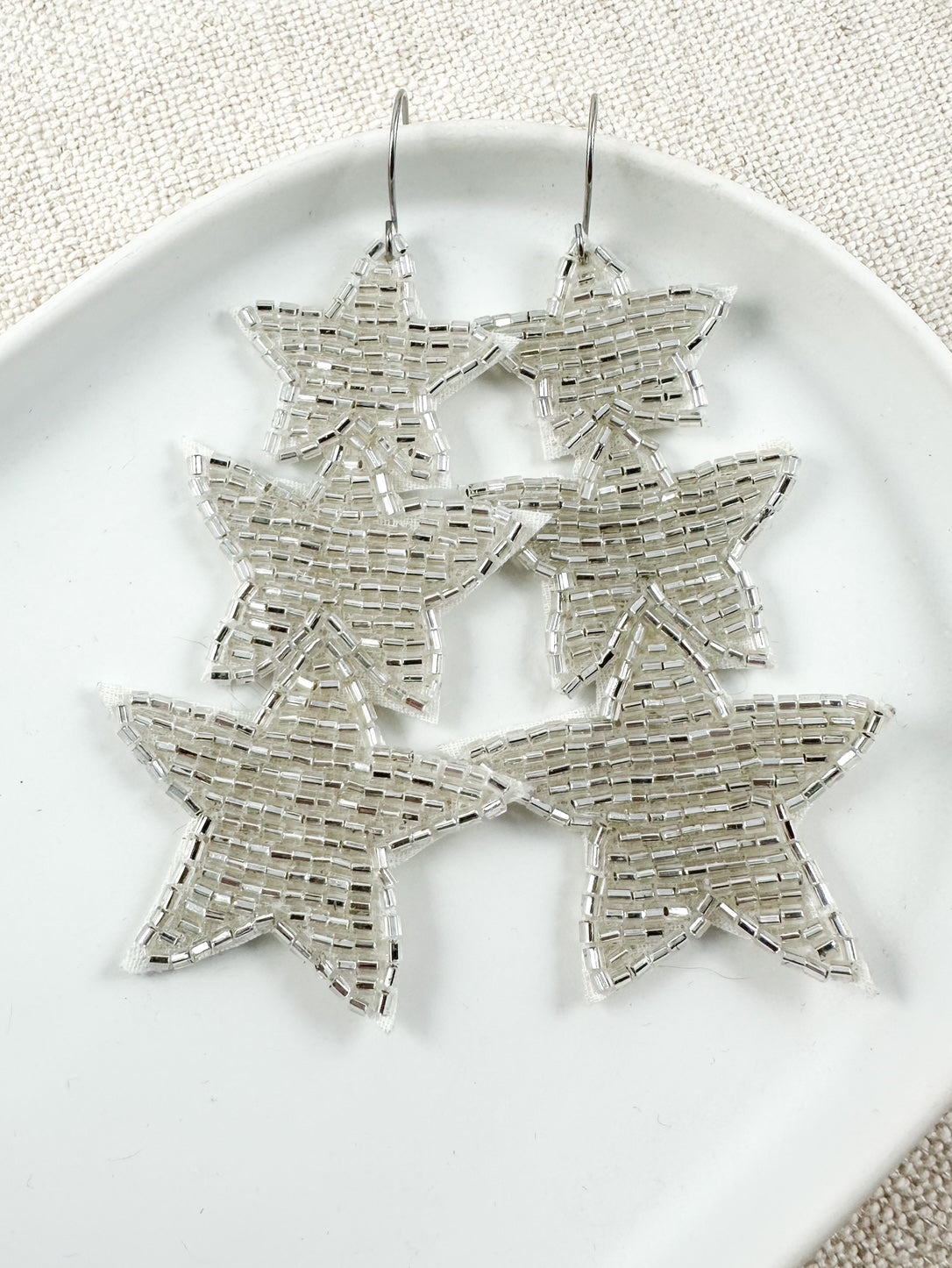 Rows of Starlight Earrings, Silver