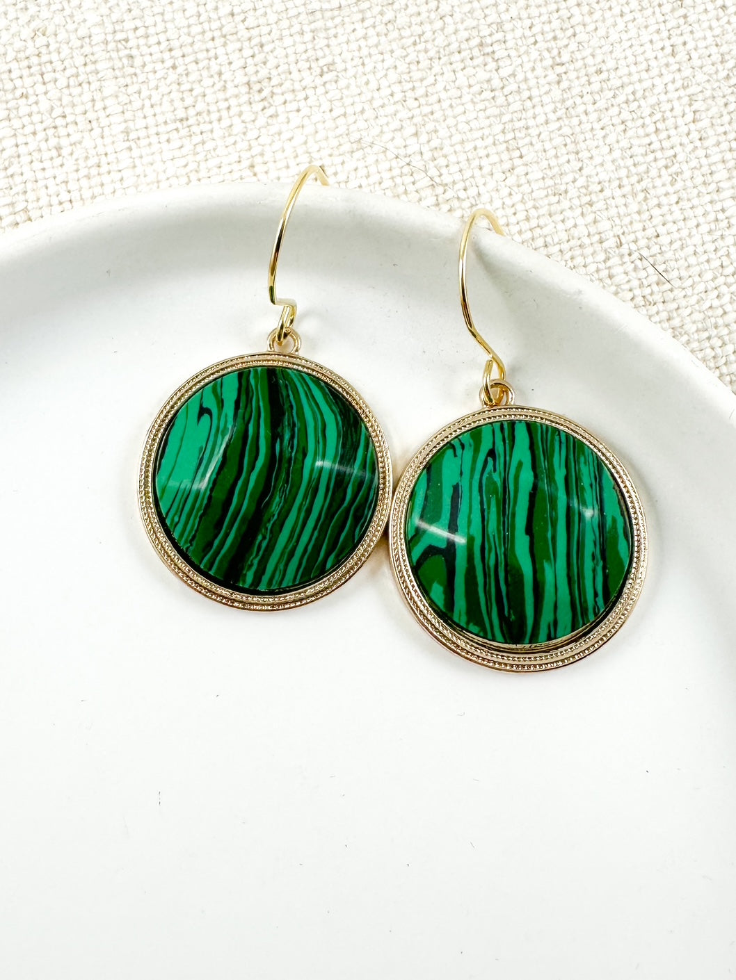 Moonlit Glow Earrings, Malachite