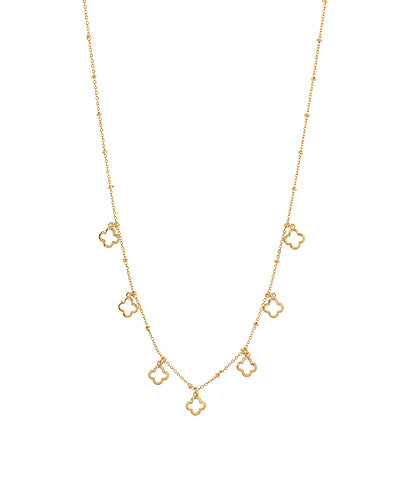 Wandering Clover Charm Necklace, Gold