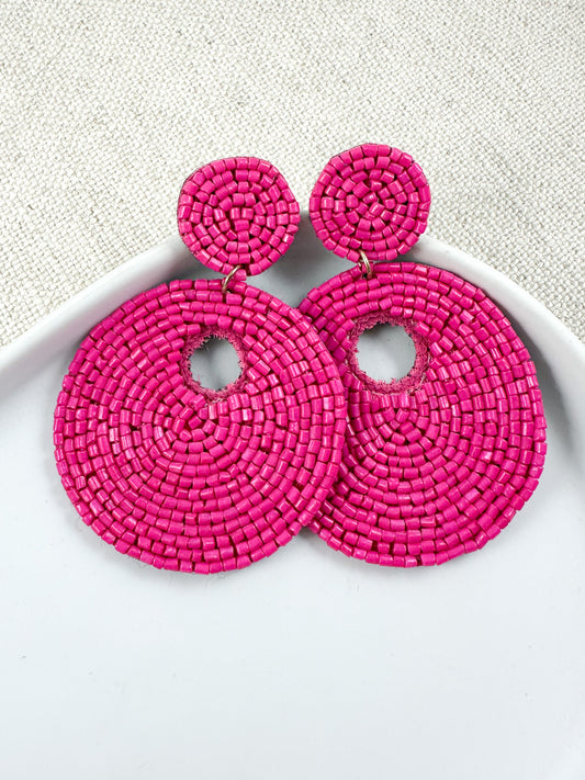 Loop Luxe Earrings, Hot Pink