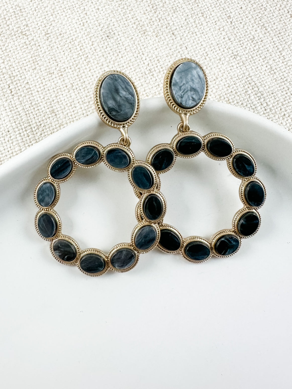 Desert Marble Earrings, Black