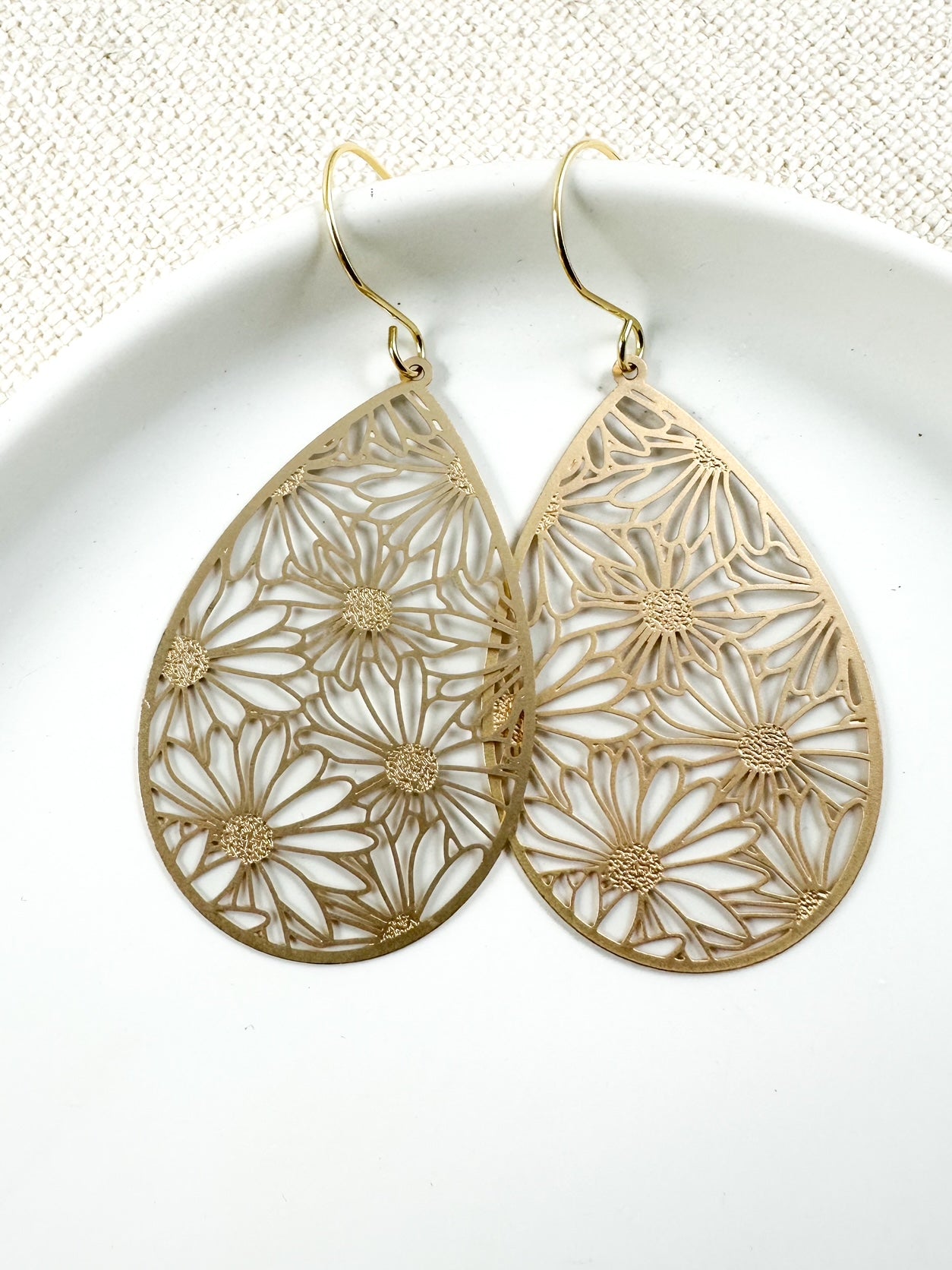 Garden Grace Earrings, Matte Gold