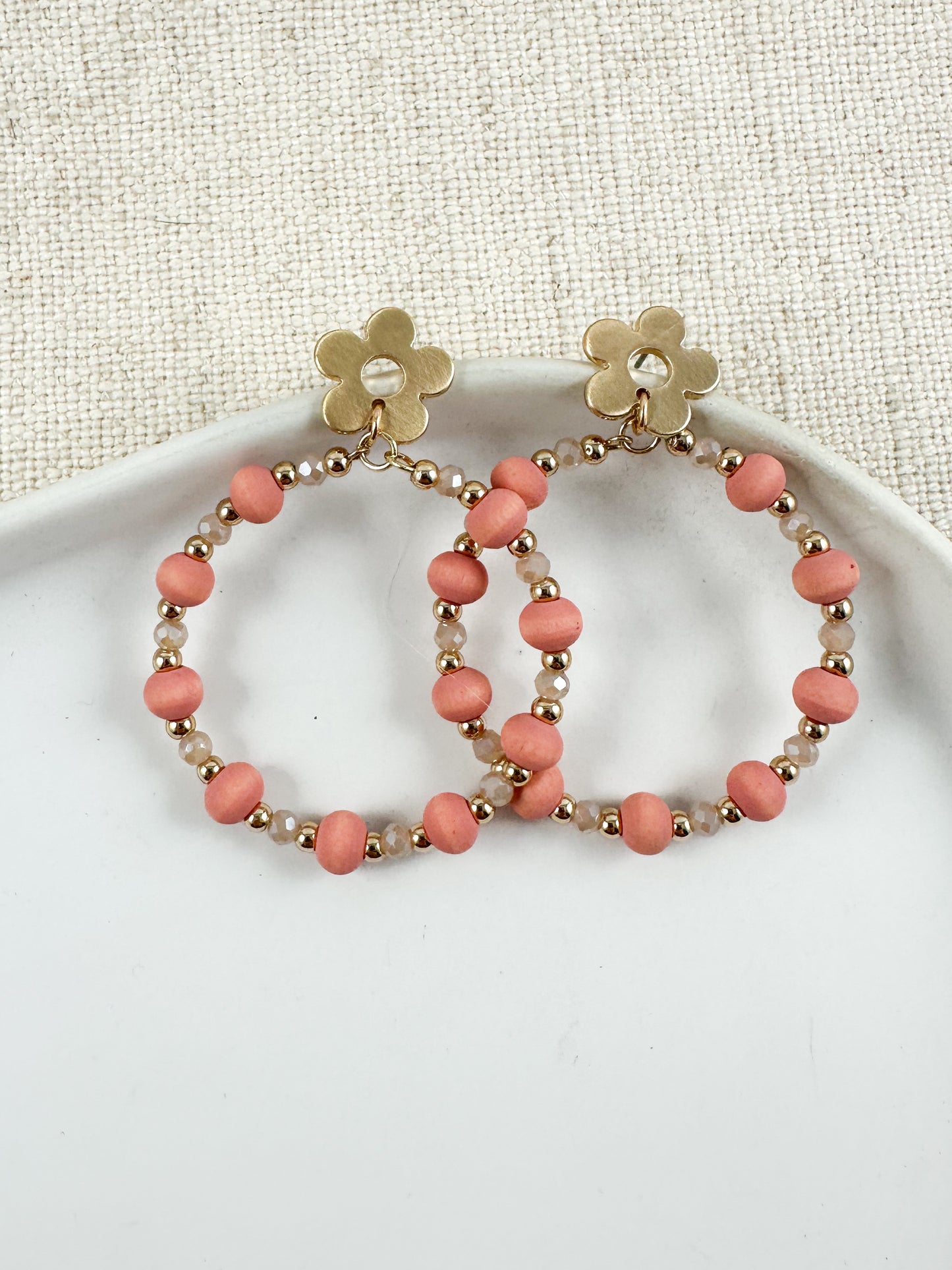 Petal Loop Earrings, Blush Pink