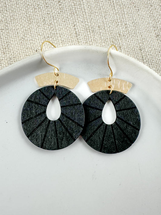 Black Sunburst Earrings