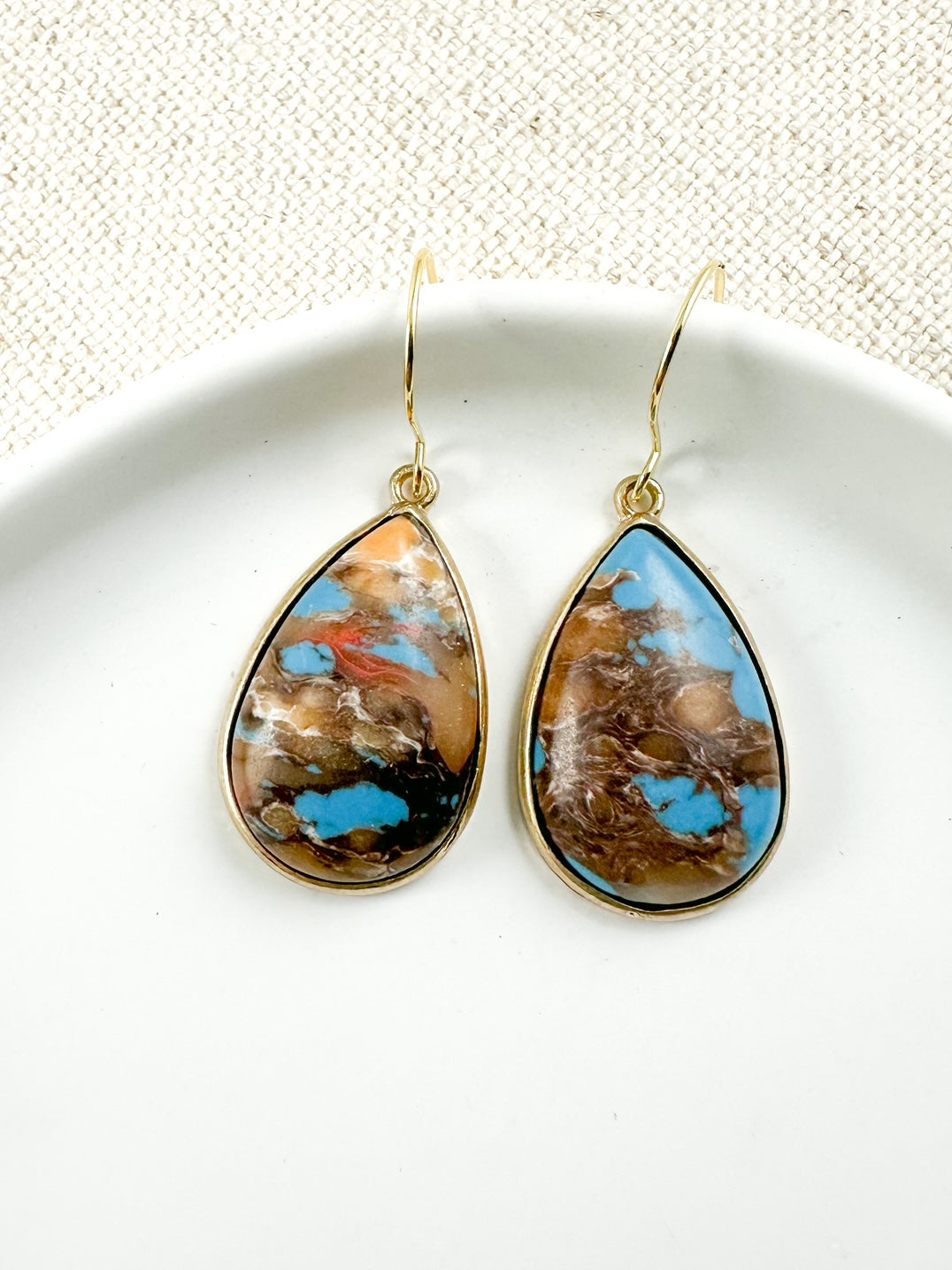 On the Rocks Earrings, Turquoise & Brown