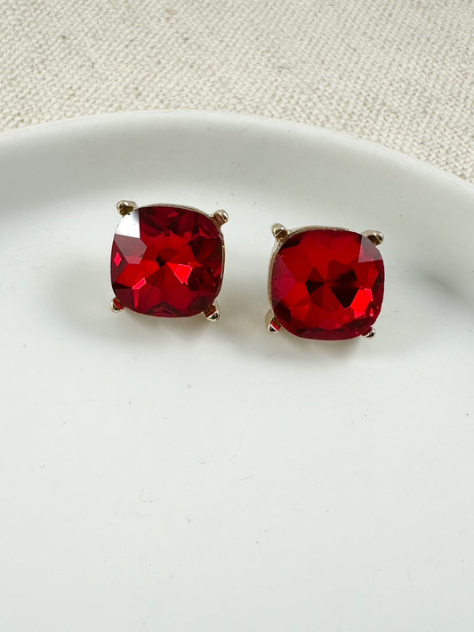 Evening Spark Studs, Garnet