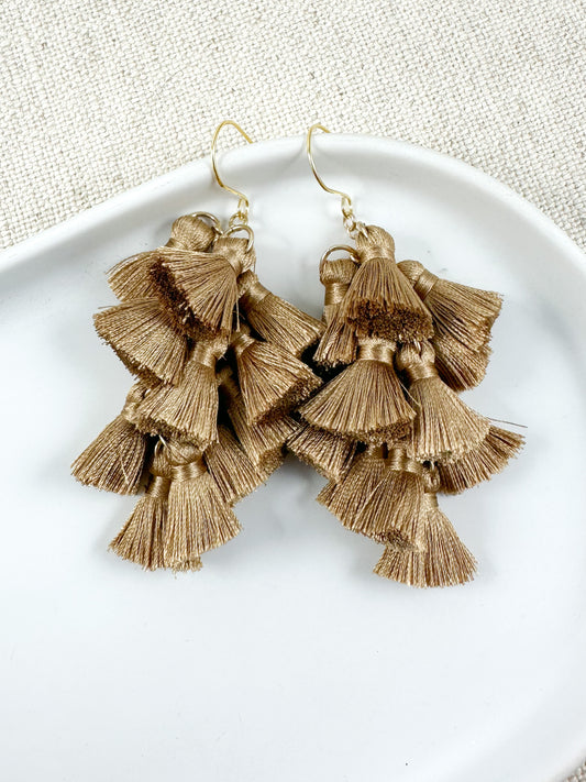 Slay the Day Earrings, Taupe