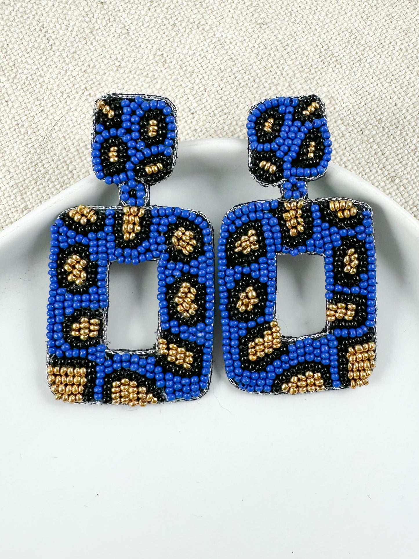 Framed in Style Earrings, Cobalt Blue