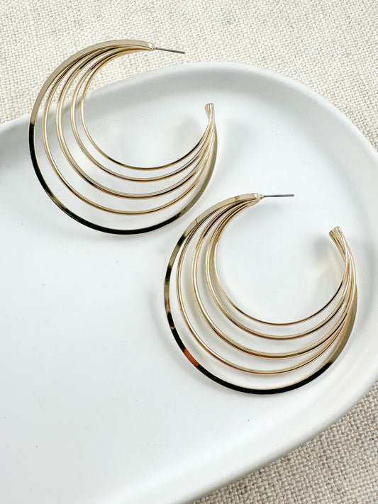 Solar Swirl Hoops, Gold