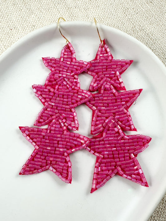 Rows of Starlight Earrings, Pink