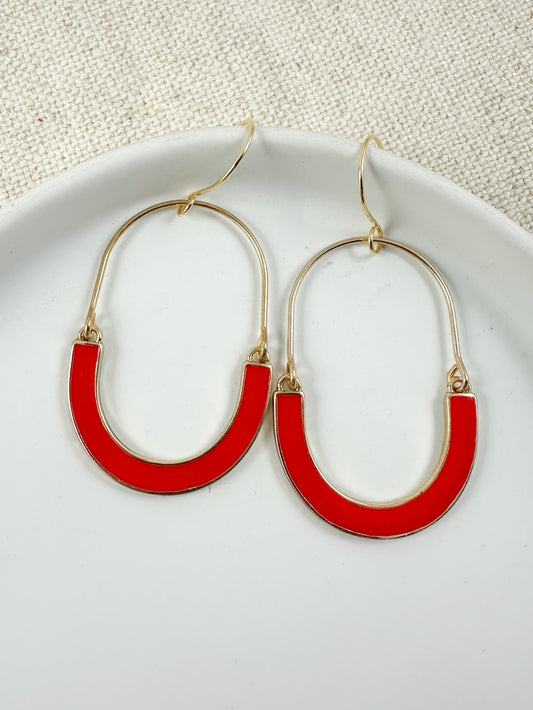 Modern Arc Earrings, Red