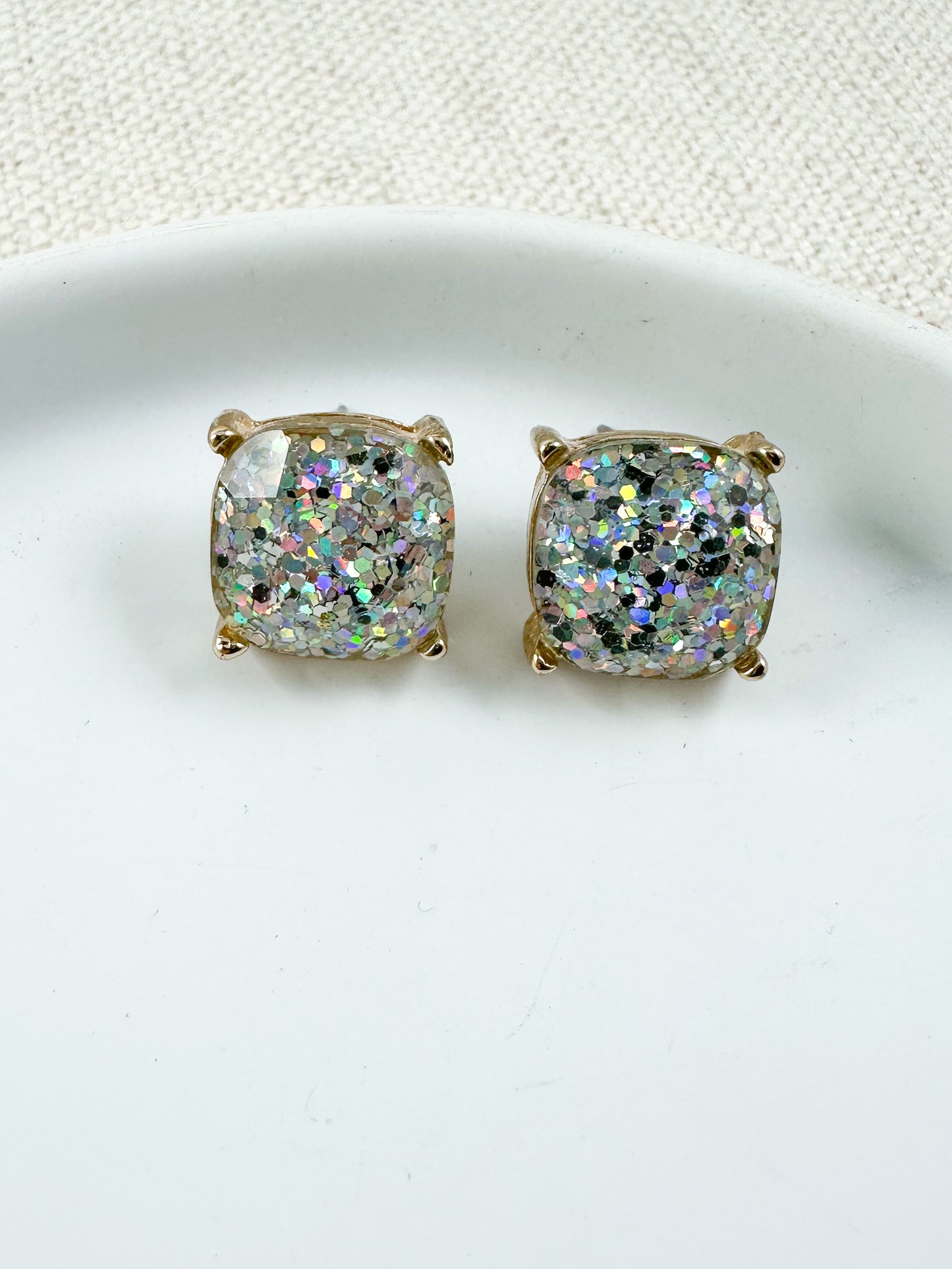 Sun & Spark Studs, Silver Iridescent