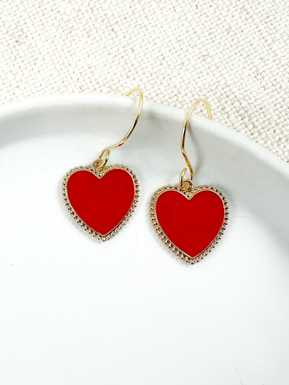 Classic Heart Earrings, Red