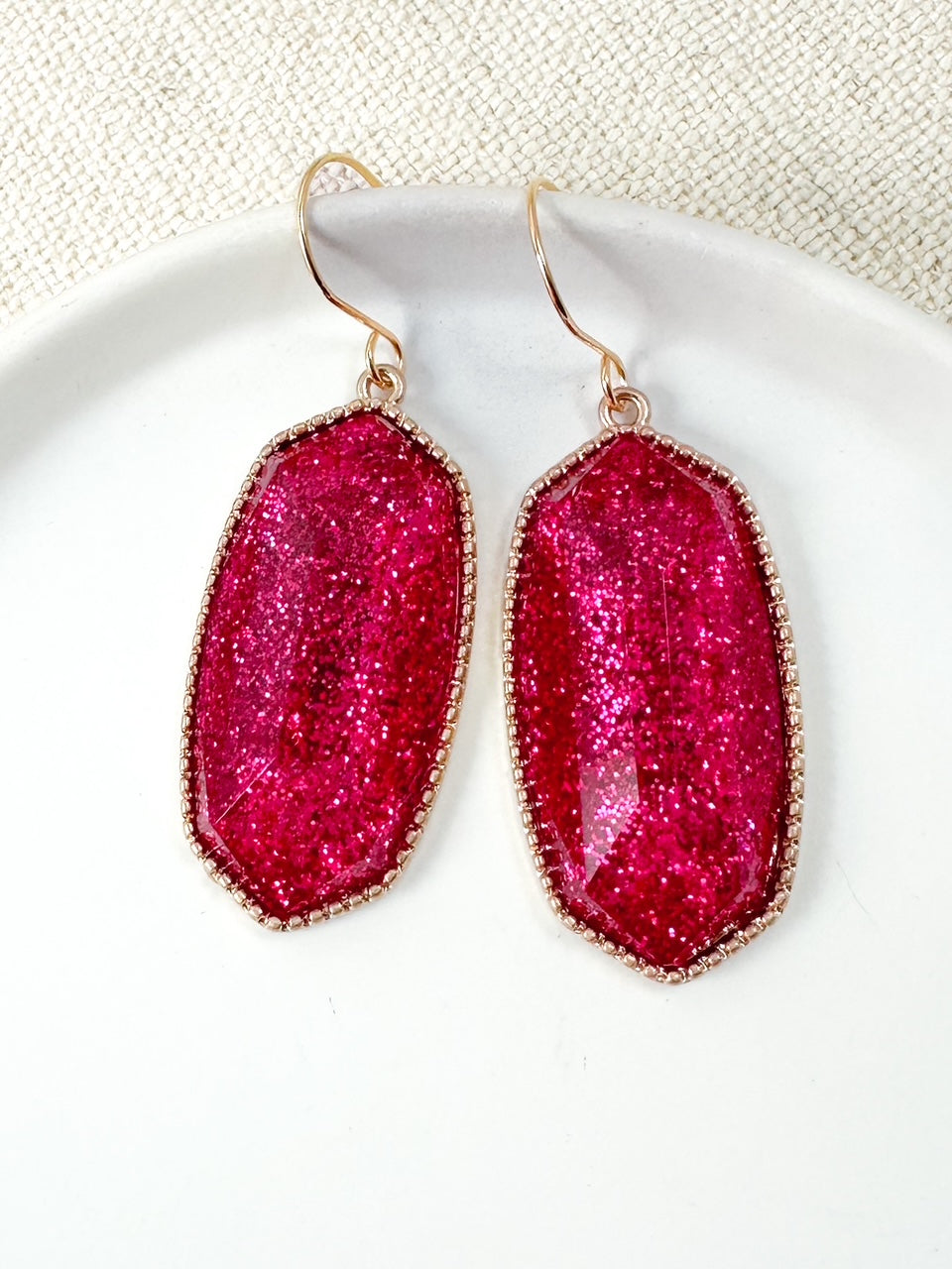 Faceted Glow Earrings, Fuchsia