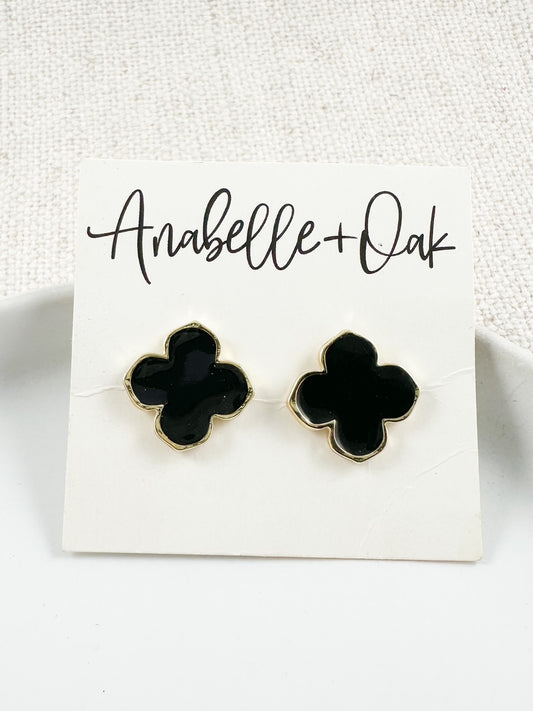 Clover Blossom Studs, Black