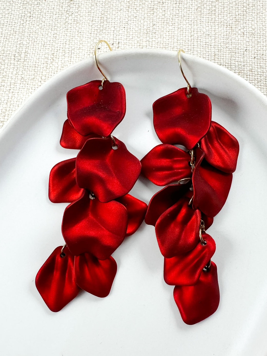 Falling Petals Earrings, Red