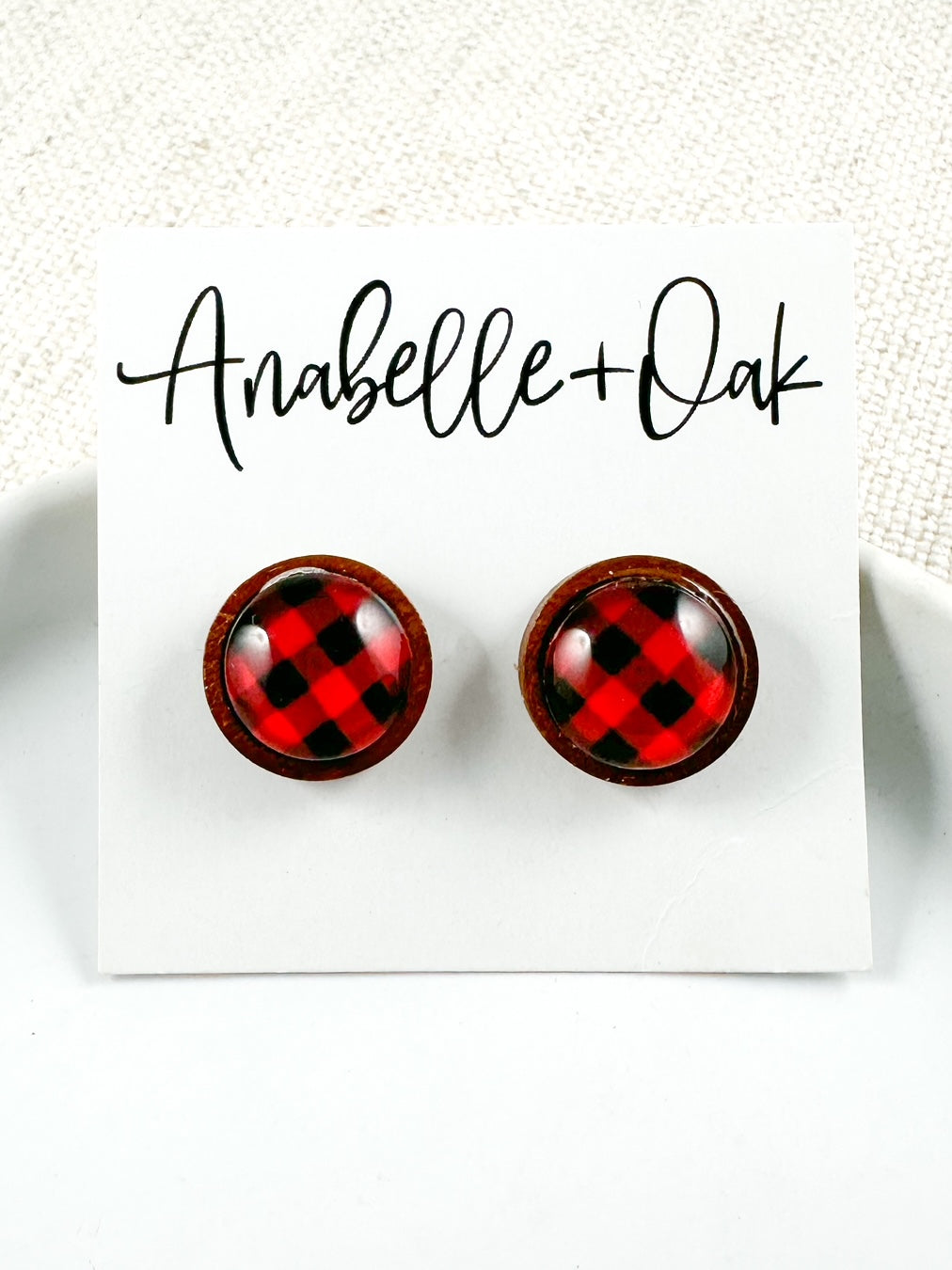 Cozy Cabin Studs, Red & Black