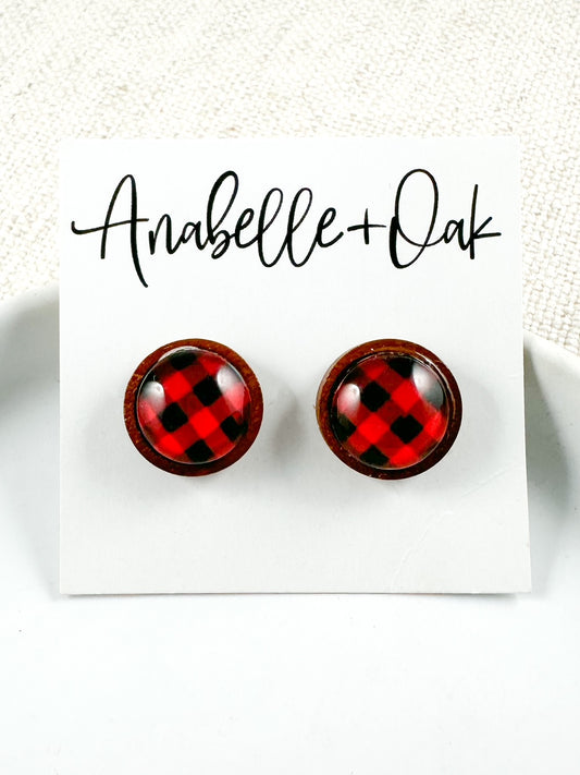 Cozy Cabin Studs, Red & Black