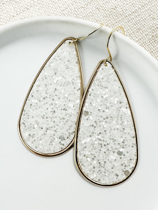 Gilded Crest Earrings, White