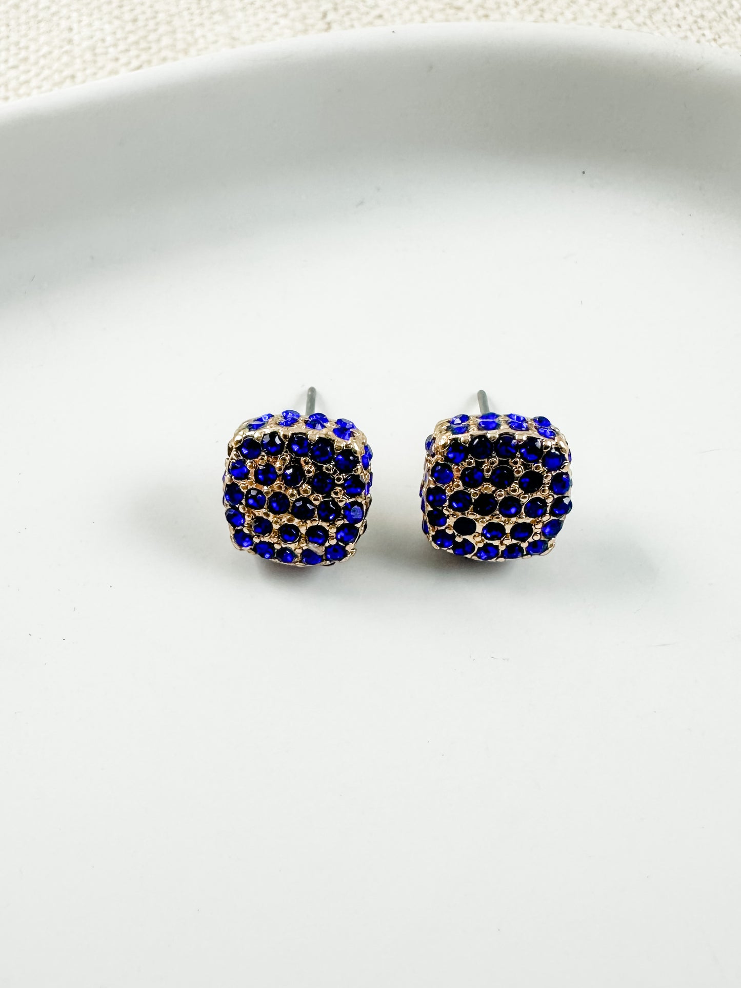 Jewel Cube Studs, Royal Blue