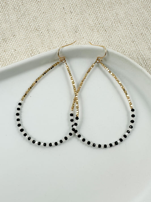 Whispering Glow Earrings, Black & White